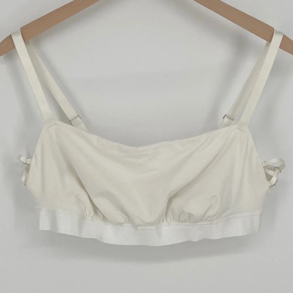 Aerie Womens Cotton Scoop Bralette‎ Bra Size XL Side Lattice Adjustable Straps